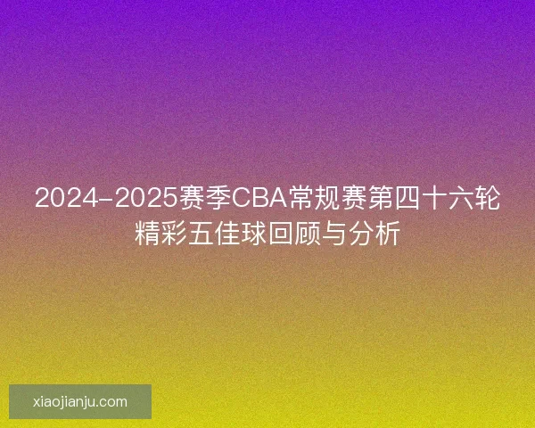 2024-2025赛季CBA常规赛第四十六轮精彩五佳球回顾与分析