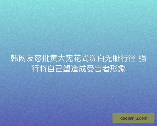 韩网友怒批黄大宪花式洗白无耻行径 强行将自己塑造成受害者形象